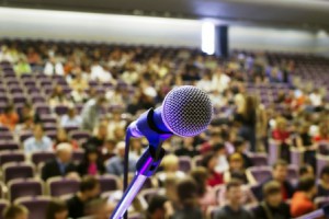 microphone on the stage and auditorium